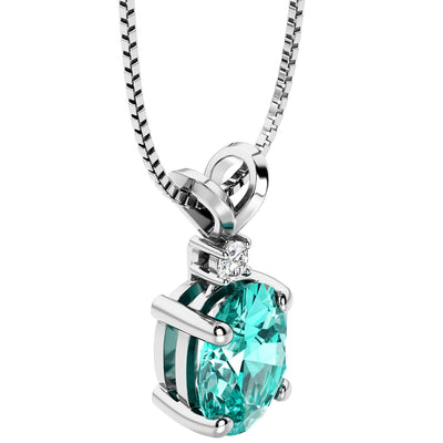 Paraiba Tourmaline and Diamond Pendant Necklace 14K White Gold 2.50 Carats Oval Shape