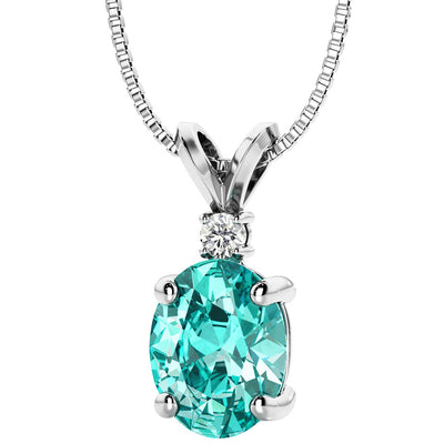 Paraiba Tourmaline and Diamond Pendant Necklace 14K White Gold 2.50 Carats Oval Shape