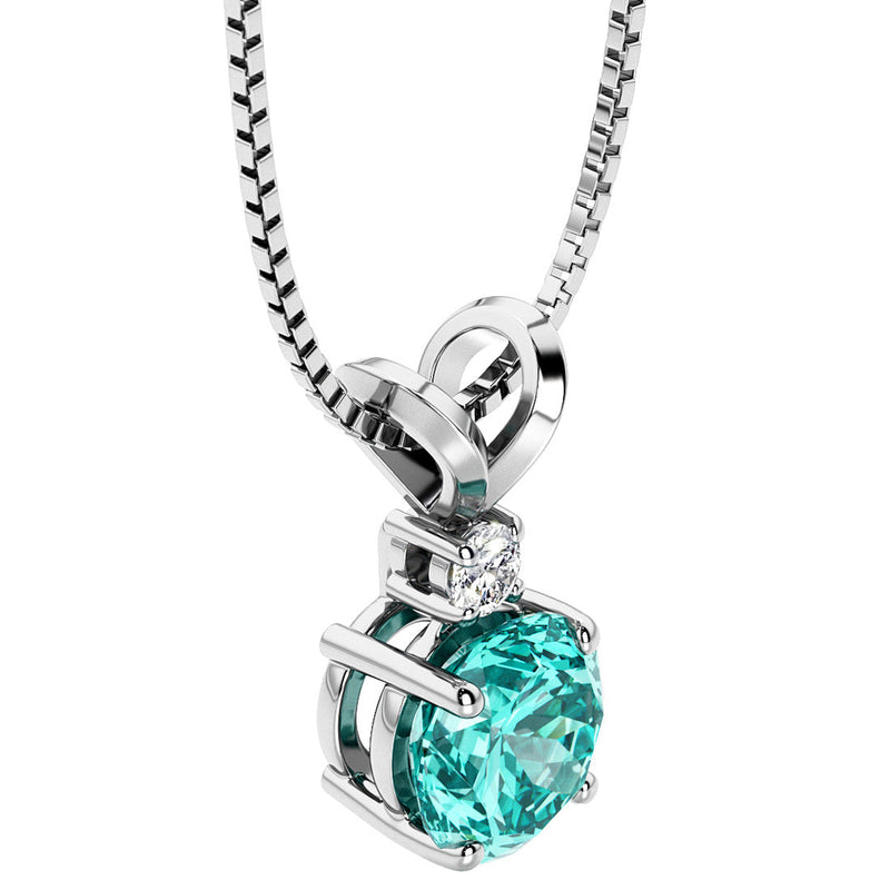 Paraiba Tourmaline and Diamond Pendant Necklace 14K White Gold 2 Carats Total