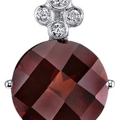 Garnet Pendant Necklace 14 Karat White Gold Round 4.5 Carats