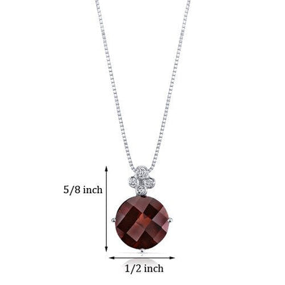 Garnet Pendant Necklace 14 Karat White Gold Round 4.5 Carats