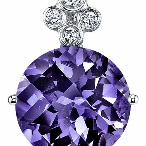 Alexandrite Pendant Necklace 14 Karat White Gold Round 5 Carats