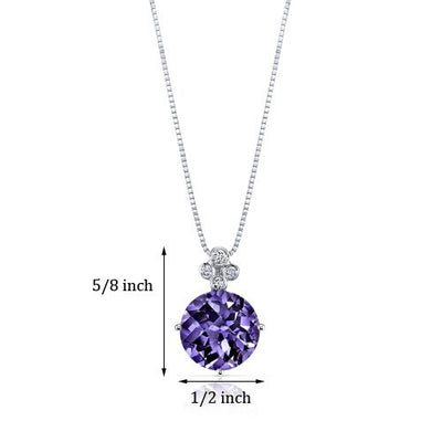 Alexandrite Pendant Necklace 14 Karat White Gold Round 5 Carats