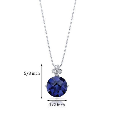 Blue Sapphire and Diamond Pendant Necklace 14K White Gold 4.50 Carats Round Shape