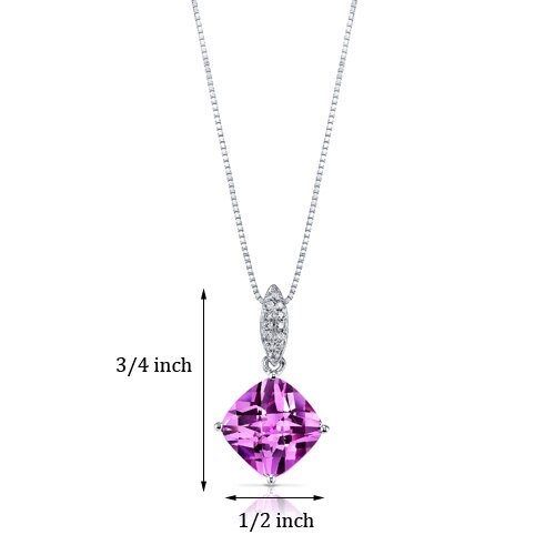 Pink Sapphire Pendant Necklace 14 Karat White Gold 4 Carats P8446