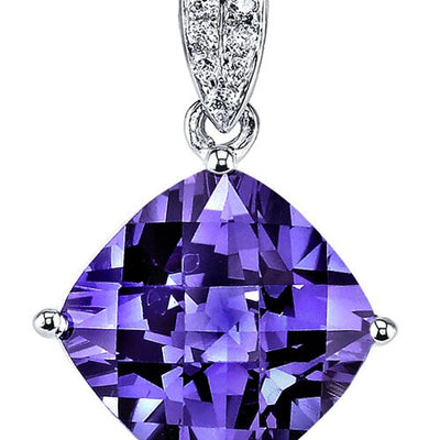 Alexandrite Pendant Necklace 14 Karat White Gold 4.25 Carats