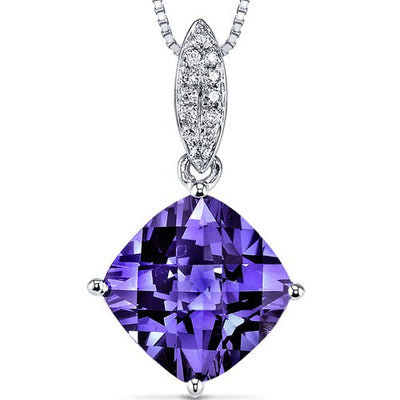 Alexandrite Pendant Necklace 14 Karat White Gold 4.25 Carats