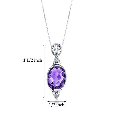 Amethyst Pendant Necklace 14 Karat White Gold Oval Shape 8 Carat