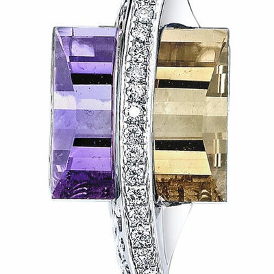 Ametrine Pendant Necklace 14 Karat White Gold Trillion 5.5 Carat