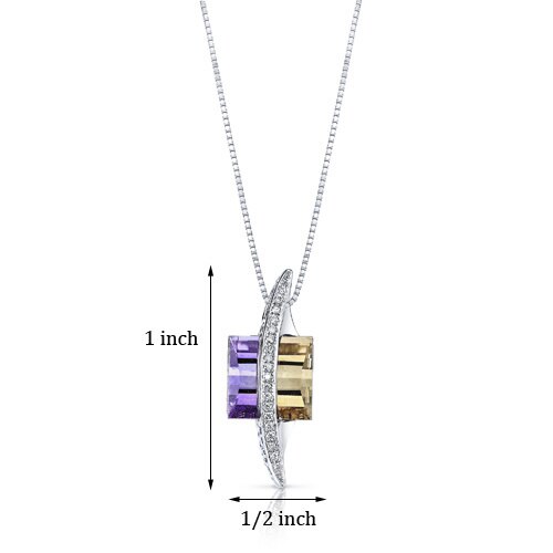 Ametrine Pendant Necklace 14 Karat White Gold Trillion 5.5 Carat