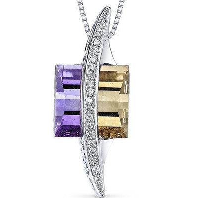 Ametrine Pendant Necklace 14 Karat White Gold Trillion 5.5 Carat