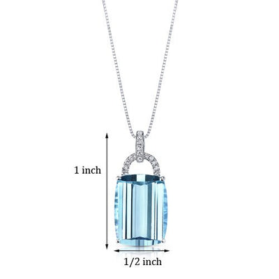 Swiss Blue Topaz Pendant Necklace 14 Karat White Gold 14 Carats