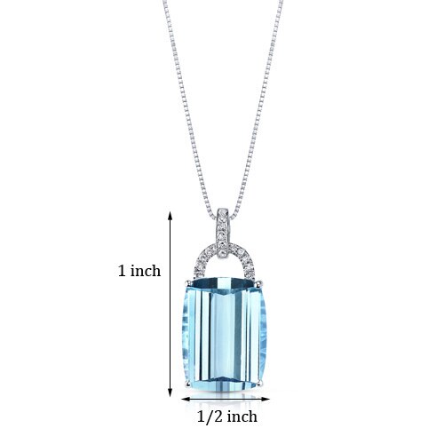 Swiss Blue Topaz Pendant Necklace 14 Karat White Gold 14 Carats