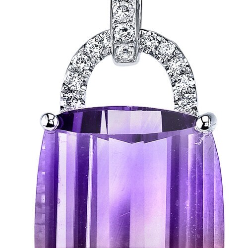 Ametrine Pendant Necklace 14 Karat White Gold Cushion 11 Carats