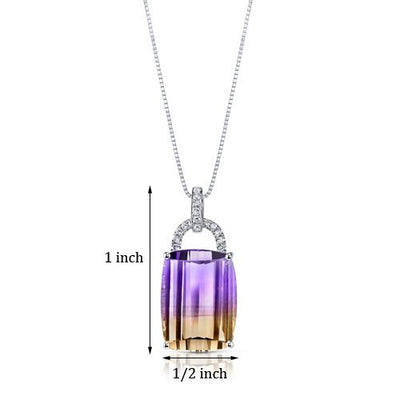 Ametrine Pendant Necklace 14 Karat White Gold Cushion 11 Carats