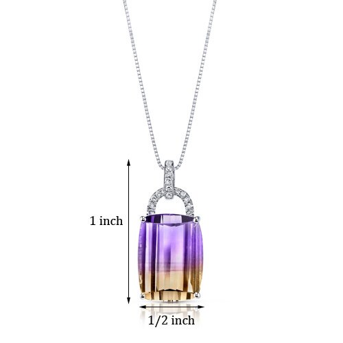 Ametrine Pendant Necklace 14 Karat White Gold Cushion 11 Carats