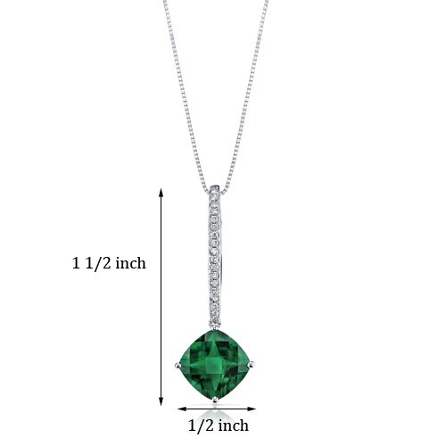 Emerald Pendant Necklace 14 Karat White Gold Cushion Cut 4 Carat