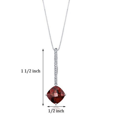 Garnet Pendant Necklace 14 Karat White Gold Cushion Cut 4 Carats