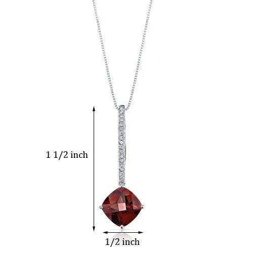 Garnet Pendant Necklace 14 Karat White Gold Cushion Cut 4 Carats