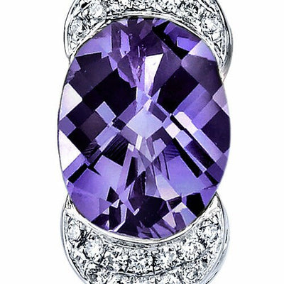 Alexandrite Pendant Necklace 14 Karat White Gold Oval 2.5 Carats