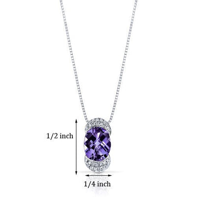 Alexandrite Pendant Necklace 14 Karat White Gold Oval 2.5 Carats