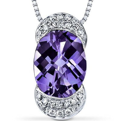 Alexandrite Pendant Necklace 14 Karat White Gold Oval 2.5 Carats