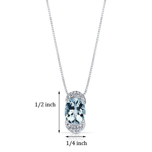 Aquamarine Pendant Necklace 14 Karat White Gold Oval 1.75 Carats