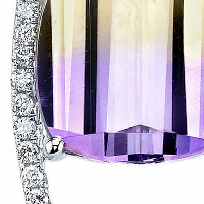 Ametrine Pendant Necklace 14 Karat White Gold Cushion 5 Carats