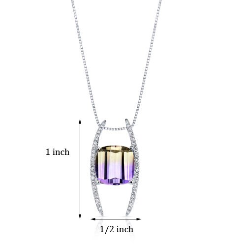 Ametrine Pendant Necklace 14 Karat White Gold Cushion 5 Carats