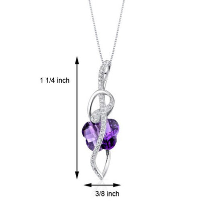 Amethyst Pendant Necklace 14 Karat White Gold Flower Cut 3.3 Cts