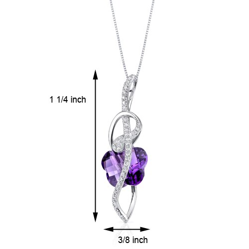 Amethyst Pendant Necklace 14 Karat White Gold Flower Cut 3.3 Cts