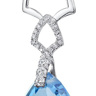 Swiss Blue Topaz Pendant 14 Karat White Gold Pear 10.07 Carats