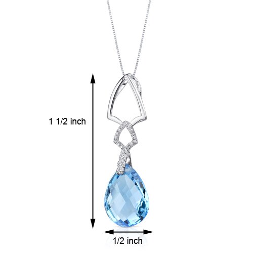 Swiss Blue Topaz Pendant 14 Karat White Gold Pear 10.07 Carats