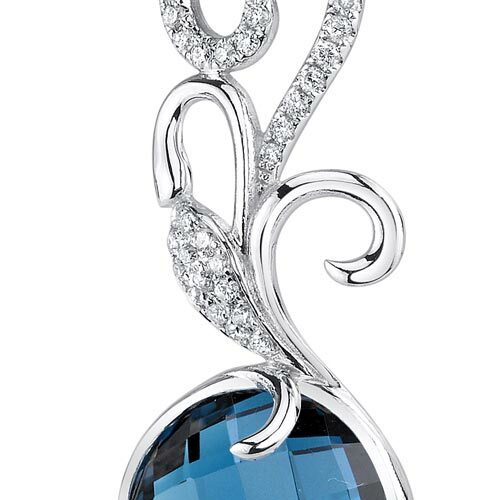 London Blue Topaz Pendant 14 Karat White Gold Round 5.78 Carats