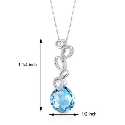 Swiss Blue Topaz Pendant 14 Karat White Gold Pear 6.64 Carats