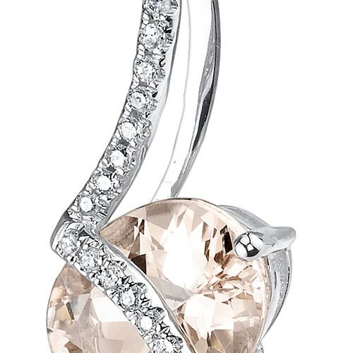 Morganite Pendant Necklace 14 Karat White Gold Oval 1.85 Carats