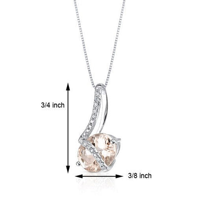 Morganite Pendant Necklace 14 Karat White Gold Oval 1.85 Carats