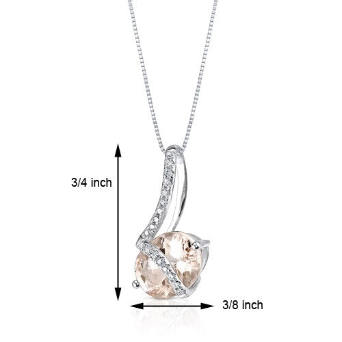 Morganite Pendant Necklace 14 Karat White Gold Oval 1.85 Carats