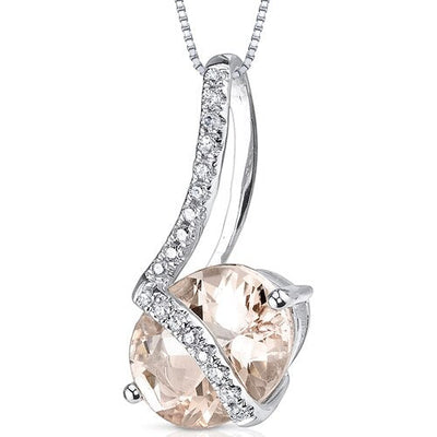 Morganite Pendant Necklace 14 Karat White Gold Oval 1.85 Carats