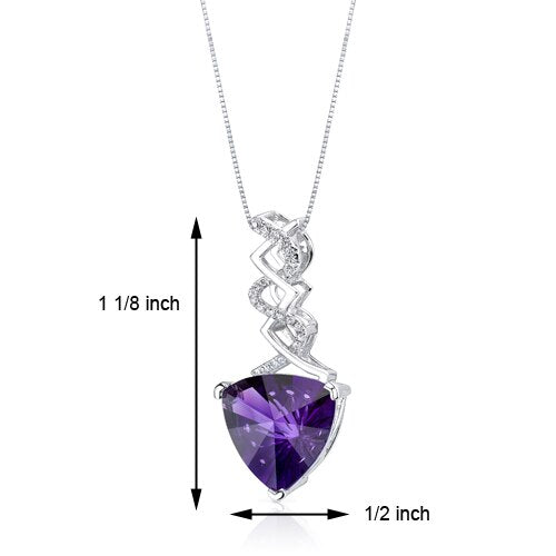 Amethyst Pendant Necklace 14 Karat White Gold Triangle 4.64 Cts