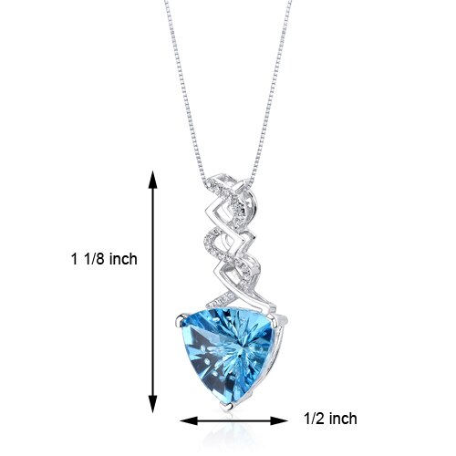 Swiss Blue Topaz Pendant Necklace 14 Karat White Gold 6.07 Carat