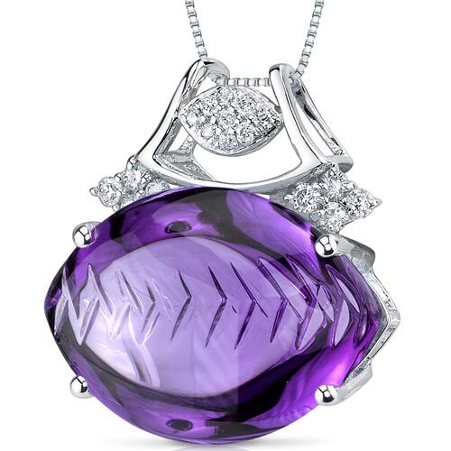 Amethyst Pendant Necklace 14 Karat White Gold Marquise 12.55 Cts