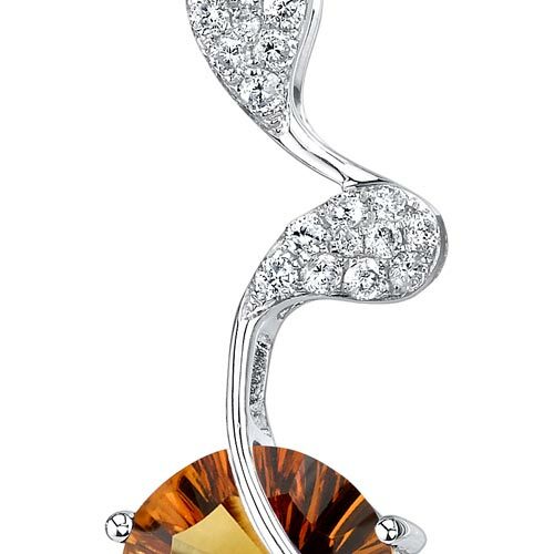 Citrine Pendant Necklace 14 Karat White Gold Pear 3.87 Carats