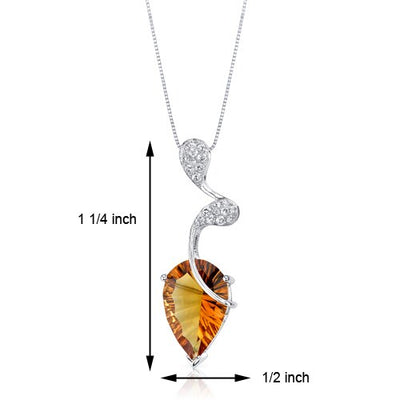 Citrine Pendant Necklace 14 Karat White Gold Pear 3.87 Carats