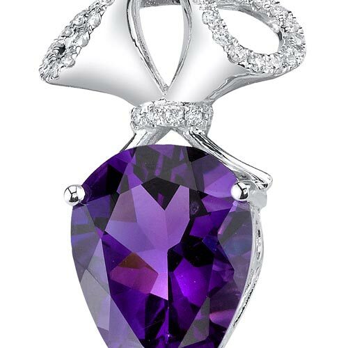 Amethyst Pendant Necklace 14 Karat White Gold Pear 4.25 Carats