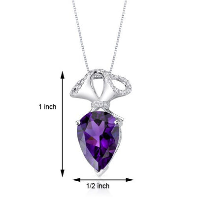 Amethyst Pendant Necklace 14 Karat White Gold Pear 4.25 Carats