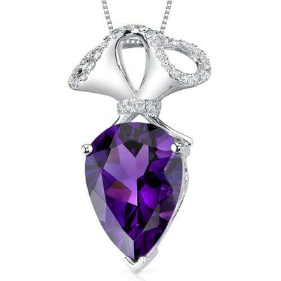 Amethyst Pendant Necklace 14 Karat White Gold Pear 4.25 Carats