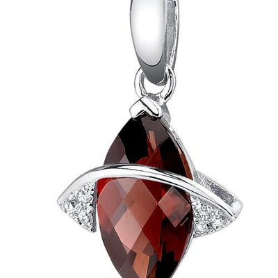 Garnet Pendant Necklace 14 Karat White Gold Marquise 2.26 Carats