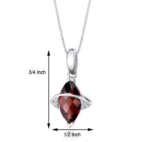 Garnet Pendant Necklace 14 Karat White Gold Marquise 2.26 Carats