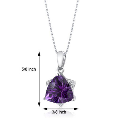 Amethyst and Diamond Pendant Necklace 14K White Gold 2.35 Carats Trillion Cut